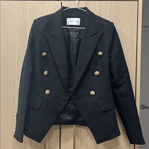 Black Double Breasted Blazer with Gold Buttons
